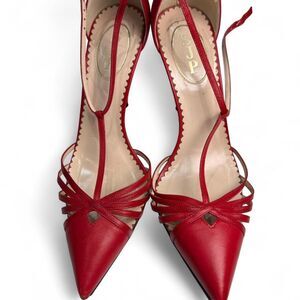 SJP Sarah Jessica Parker Women's Strappy Red Heels, Sz 8.5